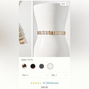 Anthropologie stretch belt in Small, light gold.